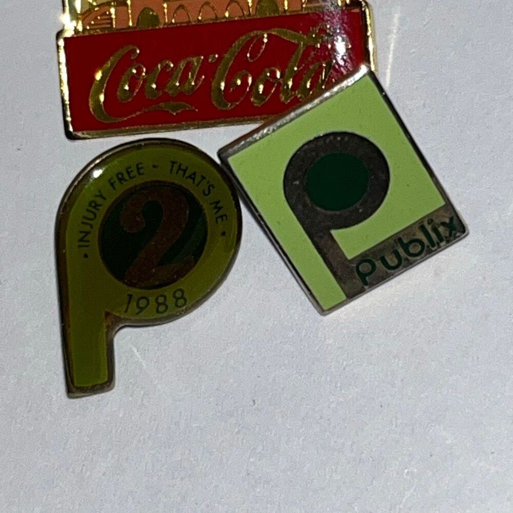 Set of‎ 3 Disney Coca-Cola Magic Kingdom Publix Enamel Lapel Pin Multicolor